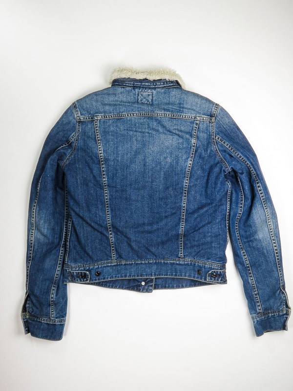 Giacca di jeans Lee blu slavato con sherpa